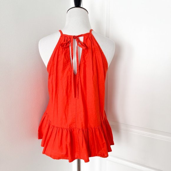 Asos Bright Red Orange Peplum Top - Picture 3 of 5